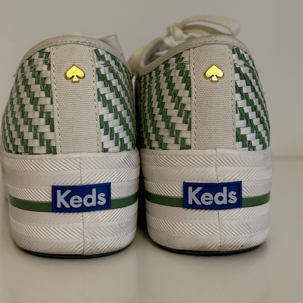Kate Spade New York x Keds Triple Up Woven Platform Sneakers in Green/White, 7.5 - Picture 12 of 15